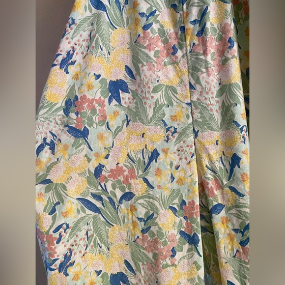 Nordstrom Girl's Linen Blend Wide Leg Floral Overalls Pockets Tie Straps Size 8 - Picture 7 of 13